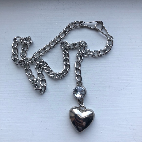 Vintage silver heart & diamond pendant necklace - Picture 7 of 7